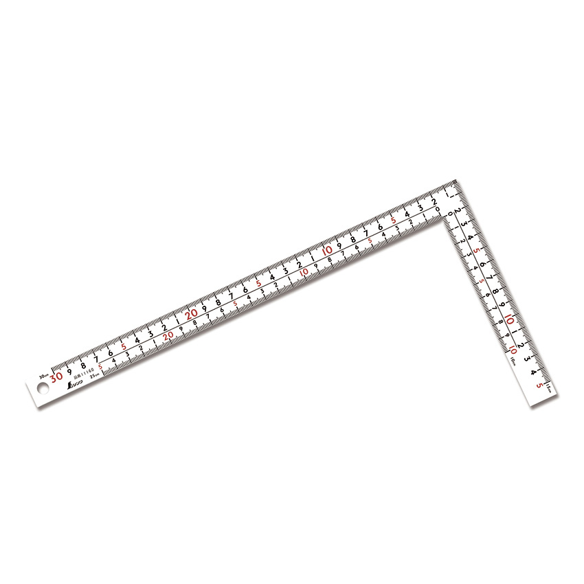 11160 曲尺厚手広巾 ホワイト 30cm 表裏同目 8段目盛 シンワ測定 ☆｜道具屋オンライン