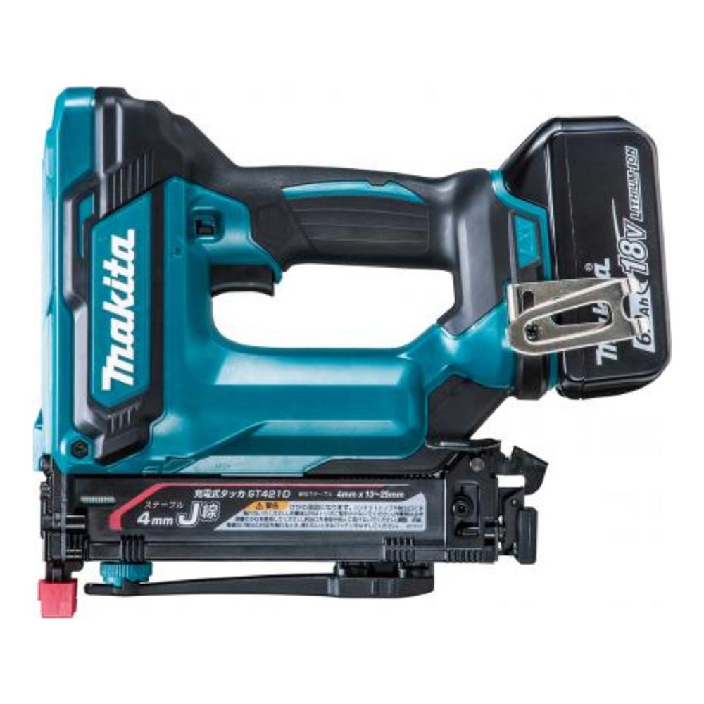 ☆比較的綺麗☆makita マキタ 18V 充電式タッカ ST421D 本体＋ケース付 ステープル幅4mm 長さ13～25mm コードレスタッカー 65753